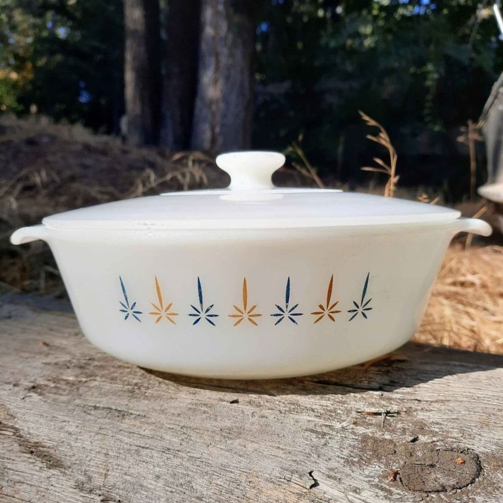 Anchor Hocking Fire King Candle Glow Glass Casserole Dish